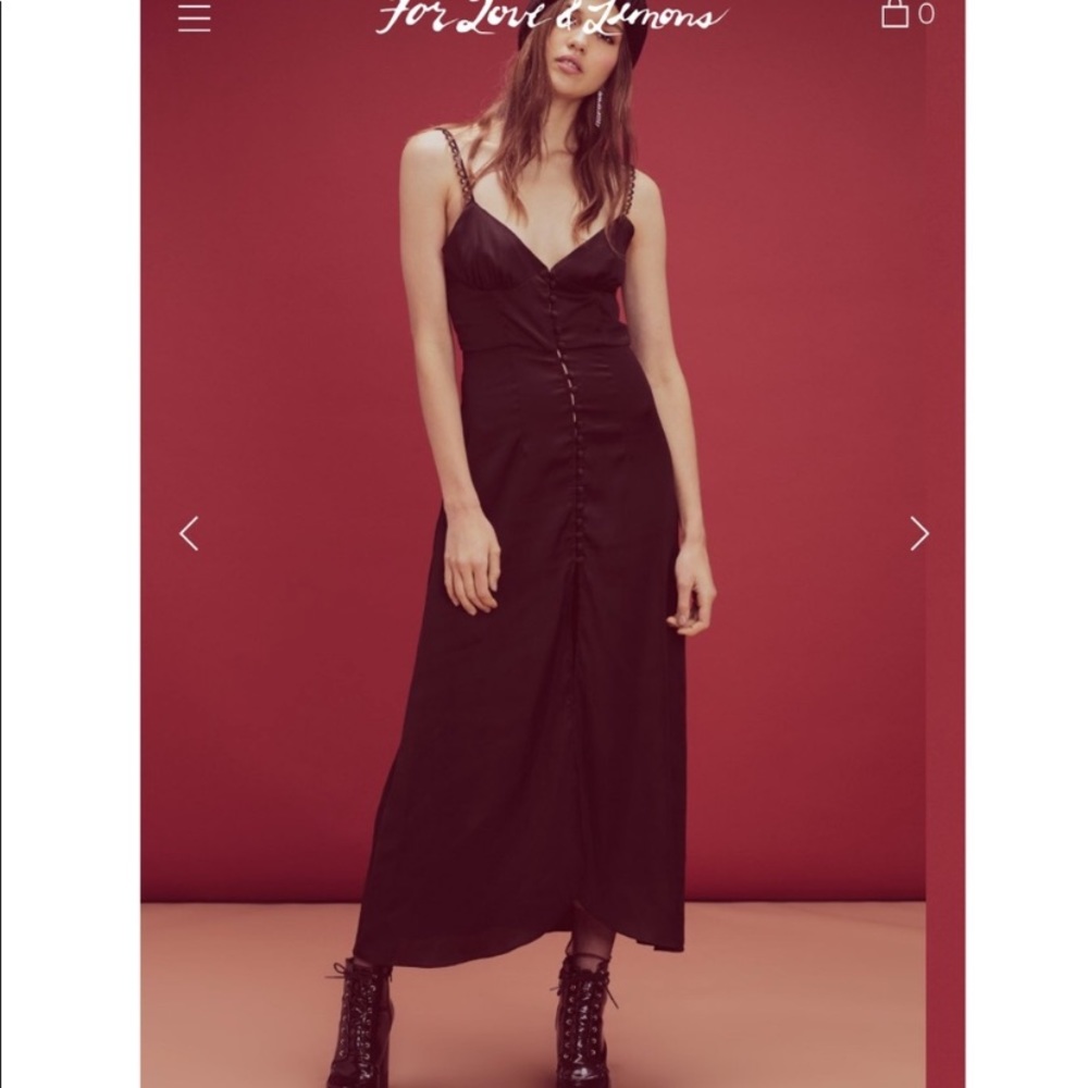 For love and lemons Isabella black slip dress S